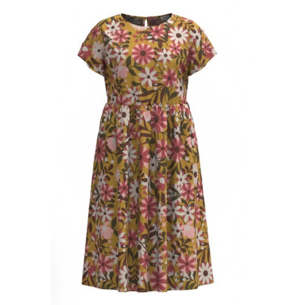LuLaRoe Womens Dress Size‎ XL Lorene Dolman Midi Yellow Pink Floral Pockets NWT - Picture 2 of 6